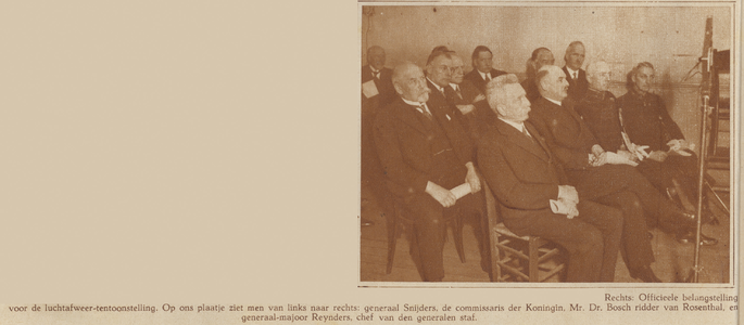 99518 Afbeelding van v.l.n.r. generaal Snijders, jhr. mr. dr. L.H.N. Bosch ridder van Rosenthal (commissaris van de ...